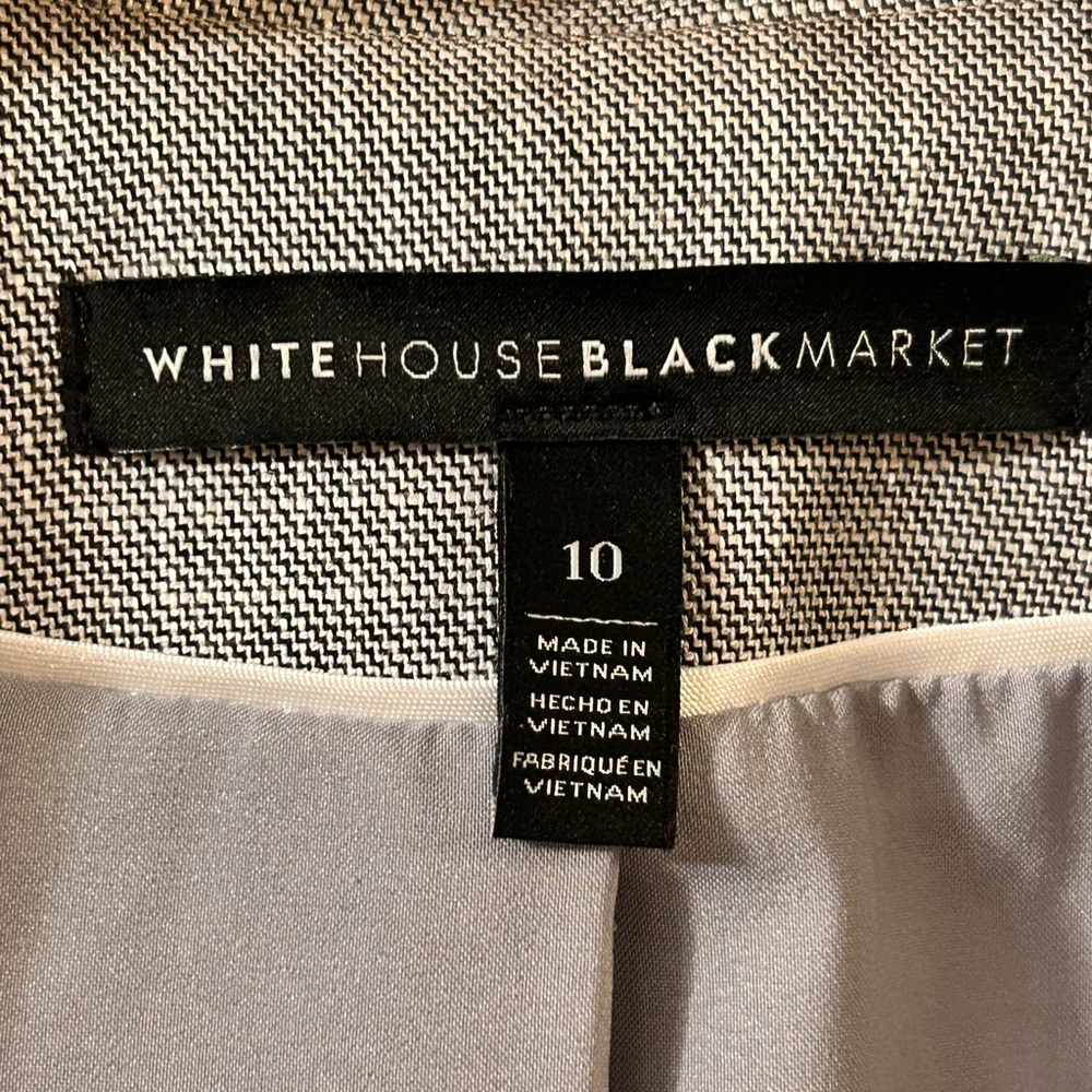 White House Black Market Gray & White lined Blazer size 10 - Picture 3 of 12